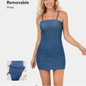 NWT Denim Bodycon Adjustable & Removable Strap Stretchy